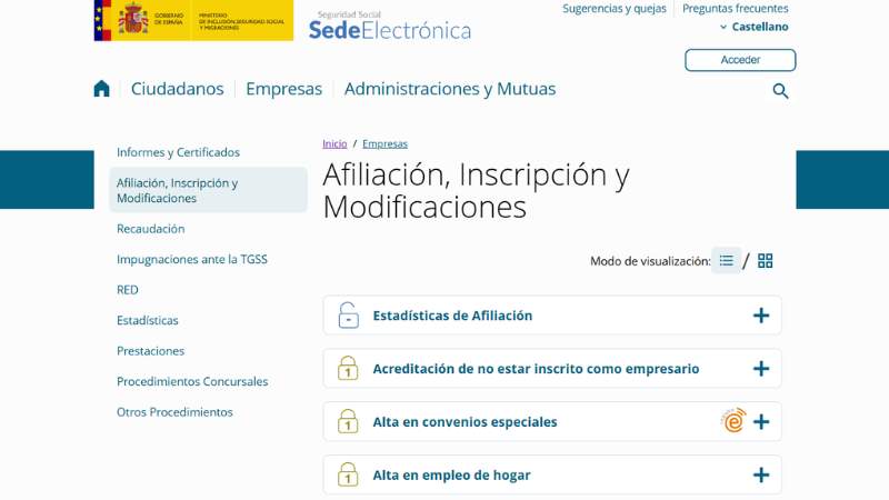Altas y variaciones en la Seguridad Social